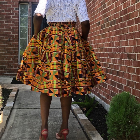 African Ankara kente print pleated skirt - Picture 4 of 4